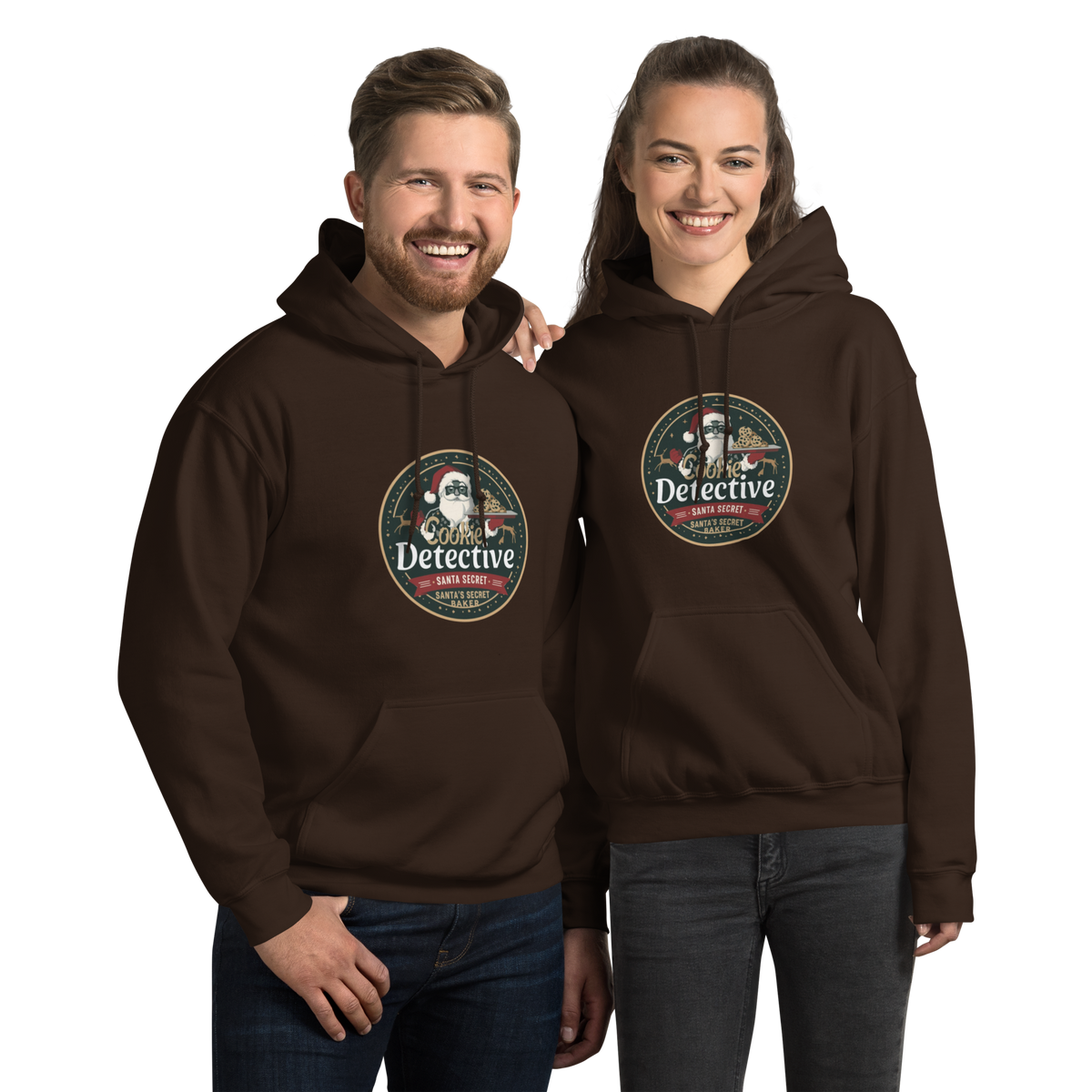 Cookie Detective – Santa’s Secret Baker V2 | Unisex Hoodie Dark Chocolate Apparel > Hoodies & Sweatshirts ZomaModa