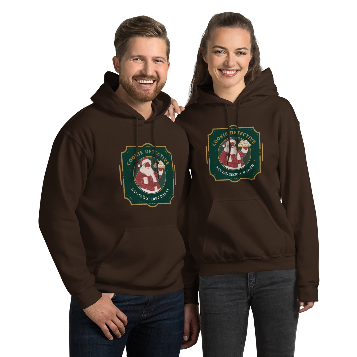 Cookie Detective – Santa’s Secret Baker V1 | Unisex Hoodie Dark Chocolate Apparel > Hoodies & Sweatshirts ZomaModa