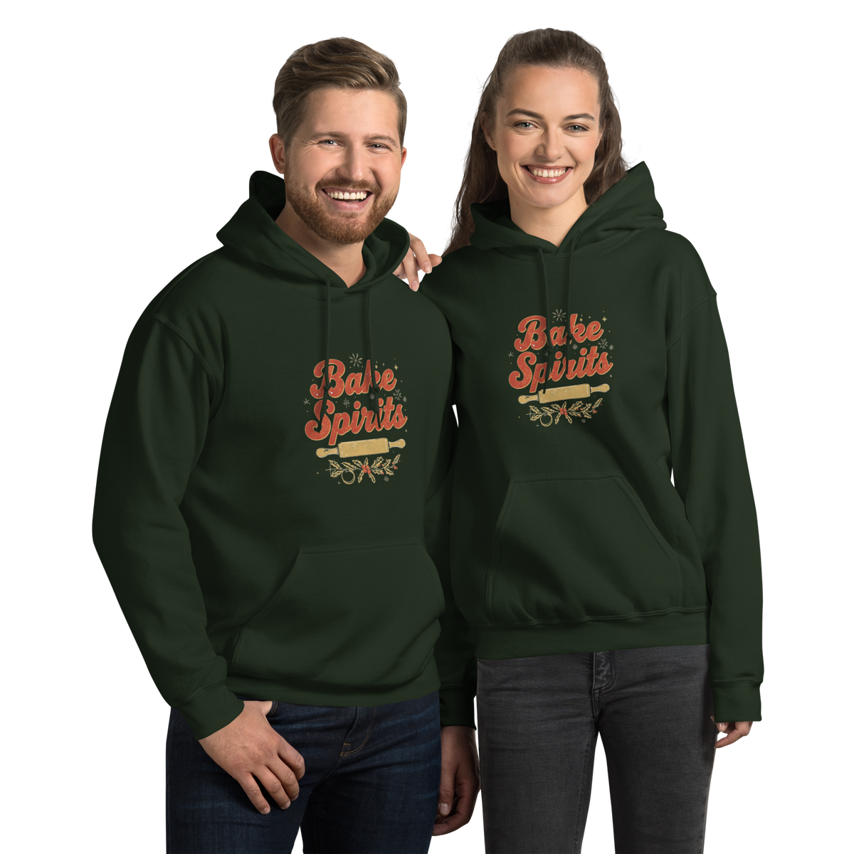 Bake Spirits Bright | Unisex Hoodie Forest Green Apparel > Hoodies & Sweatshirts ZomaModa