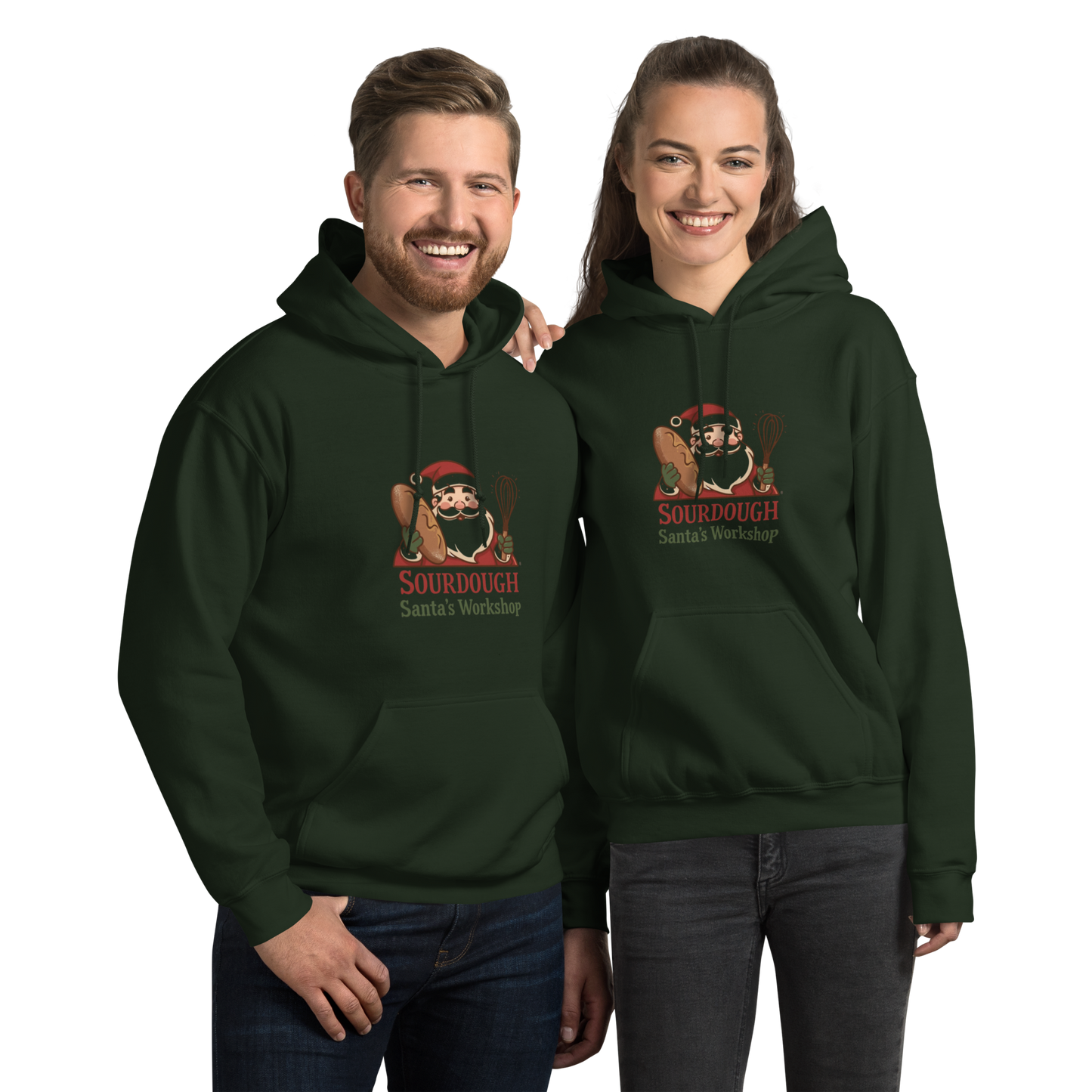 Sourdough Santa V4 | Unisex Hoodie Forest Green Apparel > Hoodies & Sweatshirts ZomaModa