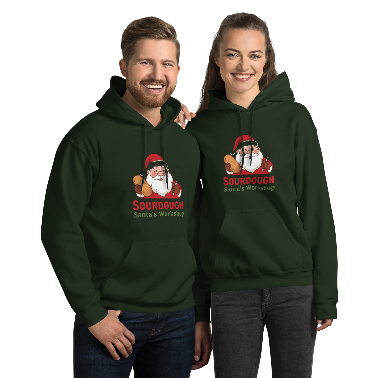 Sourdough Santa V3 | Unisex Hoodie Forest Green Apparel > Hoodies & Sweatshirts ZomaModa