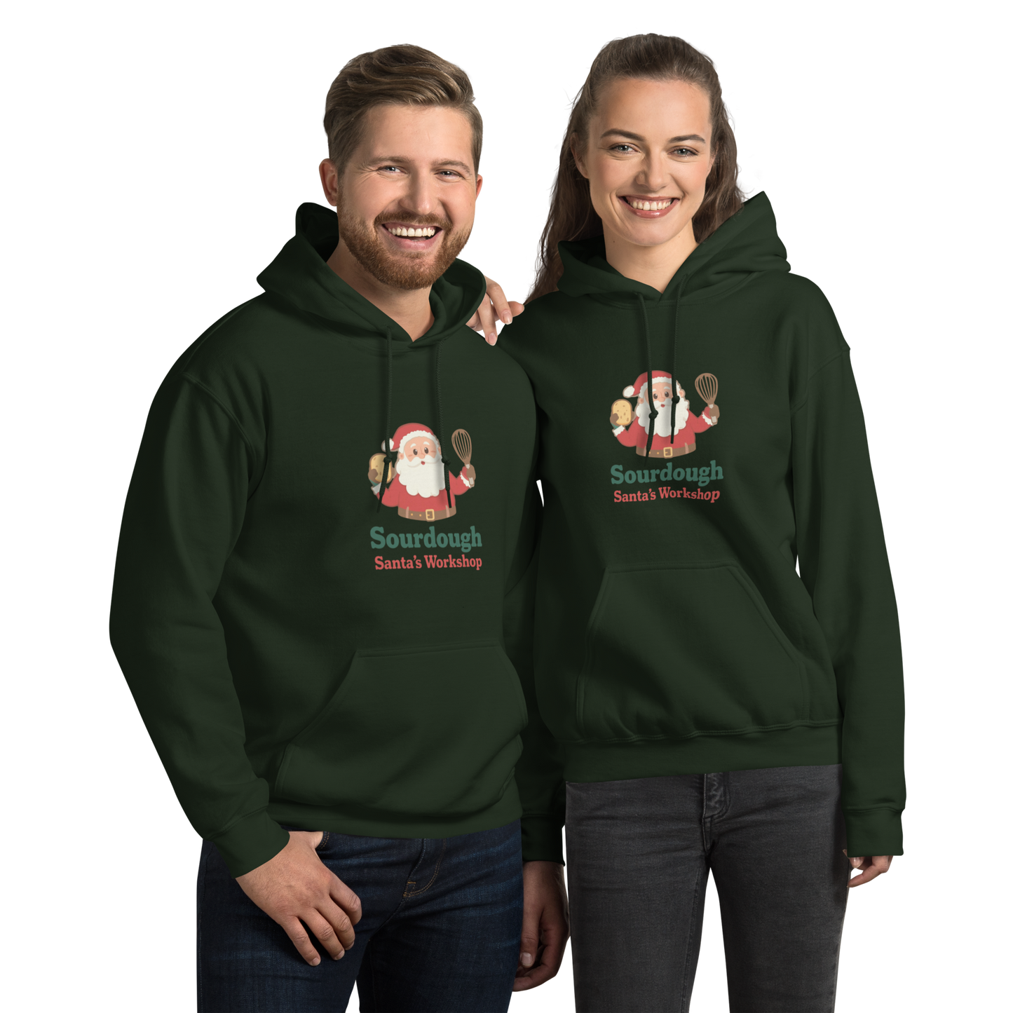 Sourdough Santa V1 | Unisex Hoodie Forest Green Apparel > Hoodies & Sweatshirts ZomaModa
