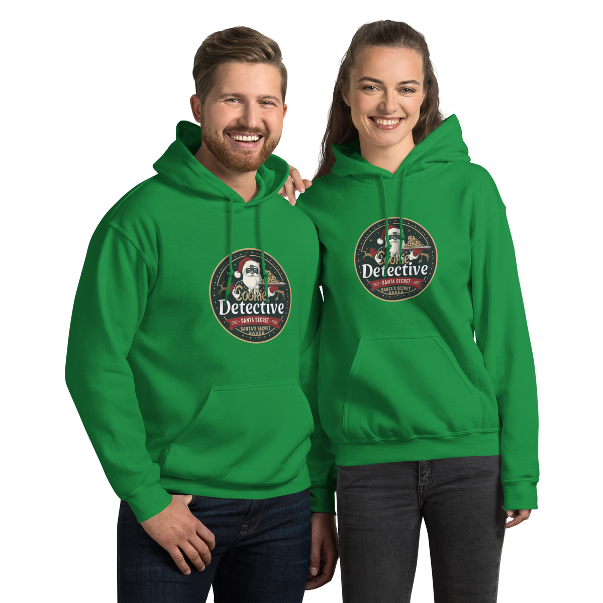 Cookie Detective – Santa’s Secret Baker V2 | Unisex Hoodie Irish Green Apparel > Hoodies & Sweatshirts ZomaModa