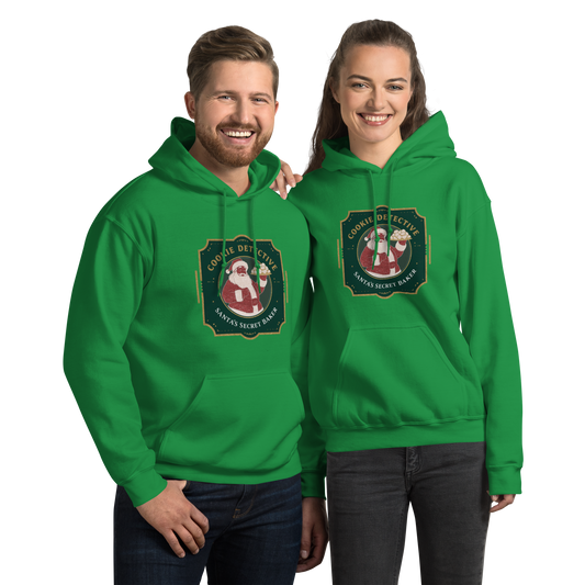 Cookie Detective – Santa’s Secret Baker V1 | Unisex Hoodie Irish Green Apparel > Hoodies & Sweatshirts ZomaModa