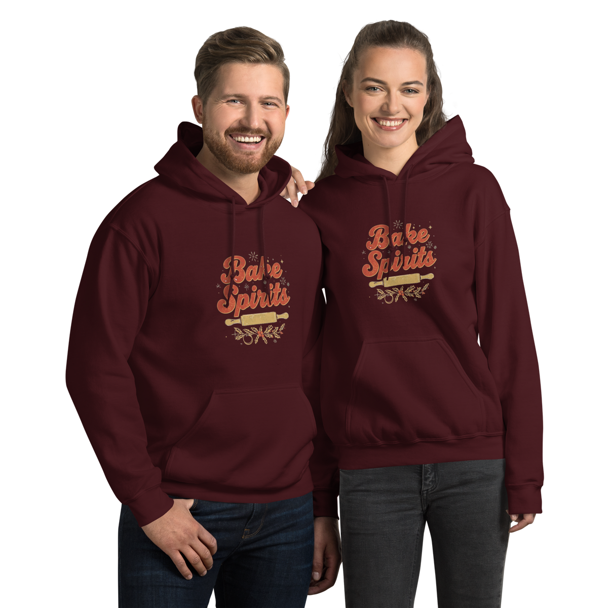 Bake Spirits Bright | Unisex Hoodie Maroon Apparel > Hoodies & Sweatshirts ZomaModa