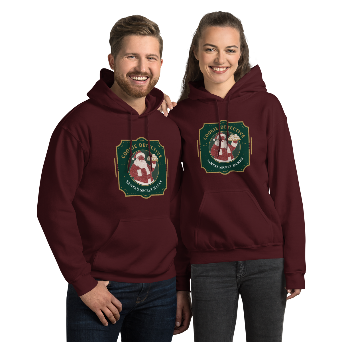 Cookie Detective – Santa’s Secret Baker V1 | Unisex Hoodie Maroon Apparel > Hoodies & Sweatshirts ZomaModa