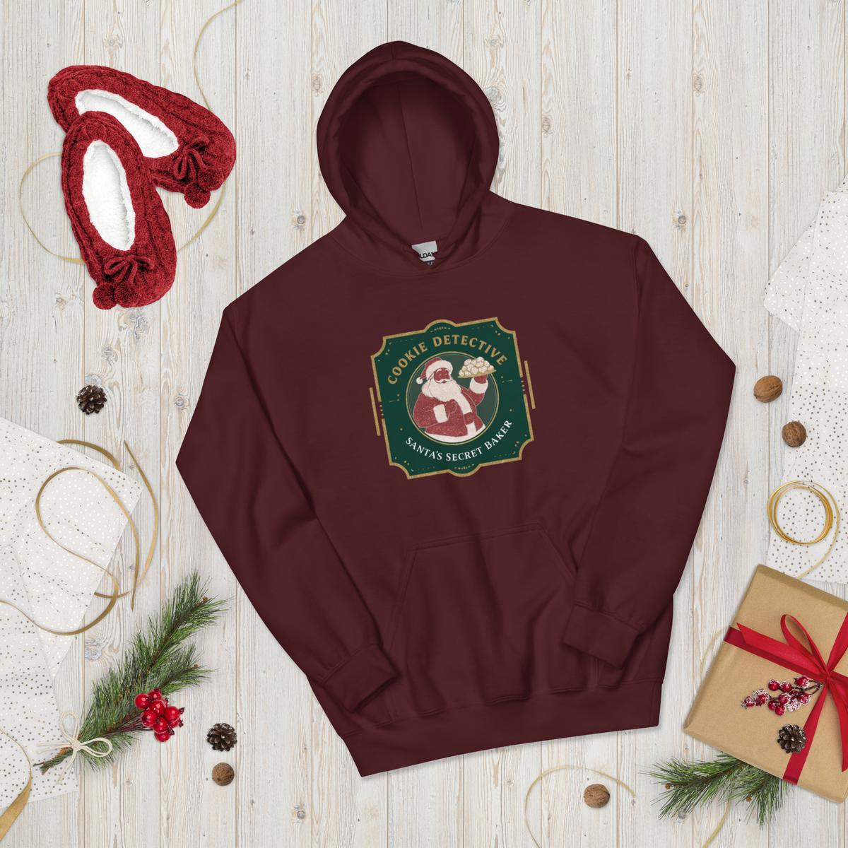 Cookie Detective – Santa’s Secret Baker V1 | Unisex Hoodie Apparel > Hoodies & Sweatshirts ZomaModa