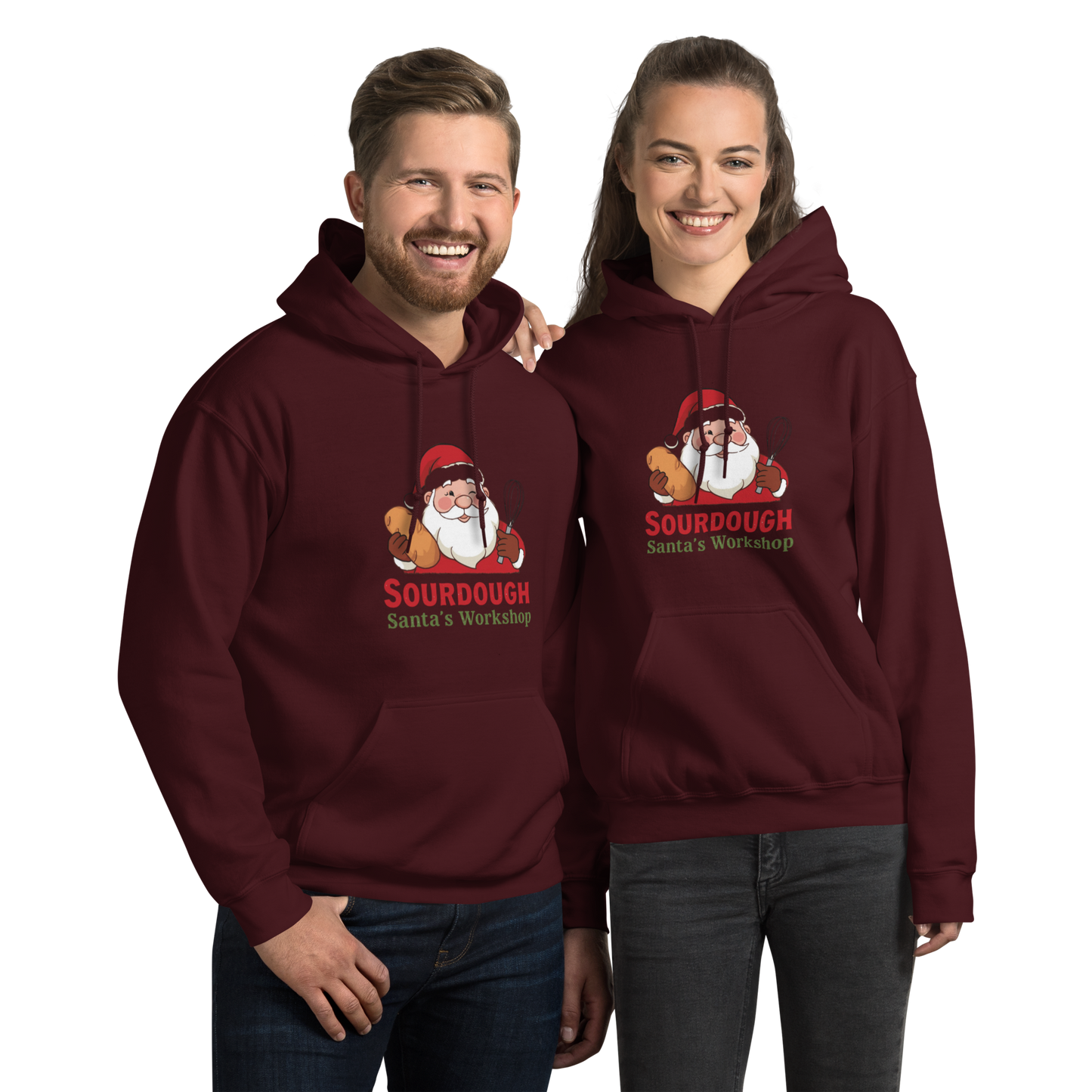 Sourdough Santa V3 | Unisex Hoodie Maroon Apparel > Hoodies & Sweatshirts ZomaModa