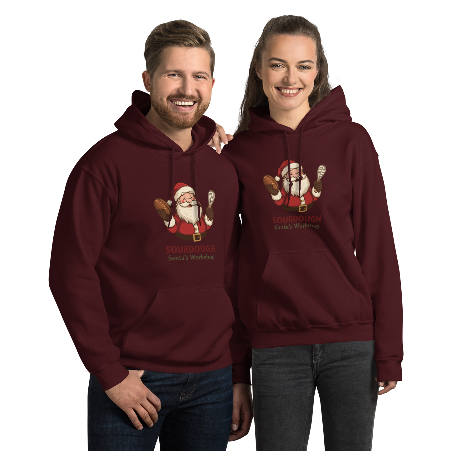 Sourdough Santa V2 | Unisex Hoodie Maroon Apparel > Hoodies & Sweatshirts ZomaModa