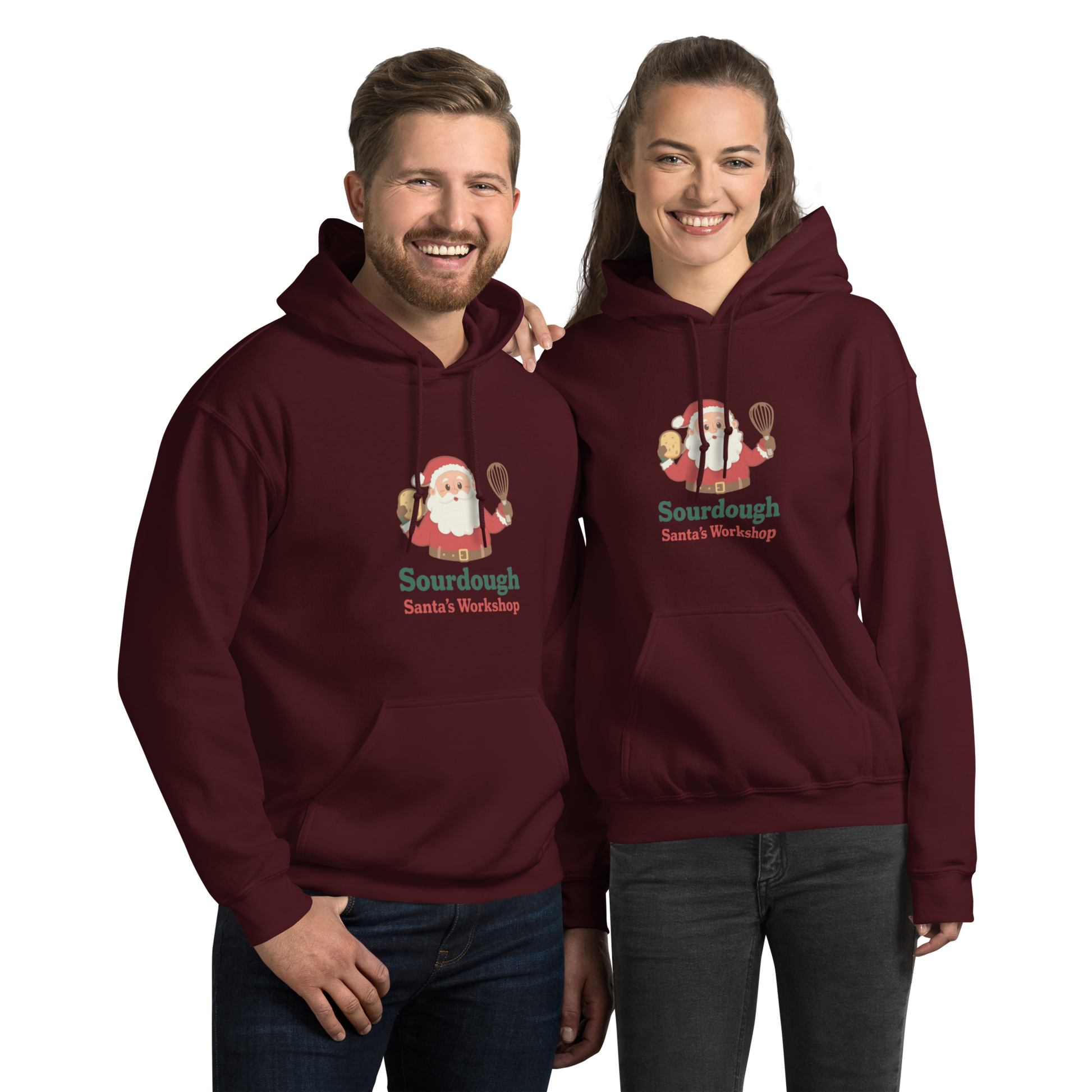Sourdough Santa V1 | Unisex Hoodie Maroon Apparel > Hoodies & Sweatshirts ZomaModa