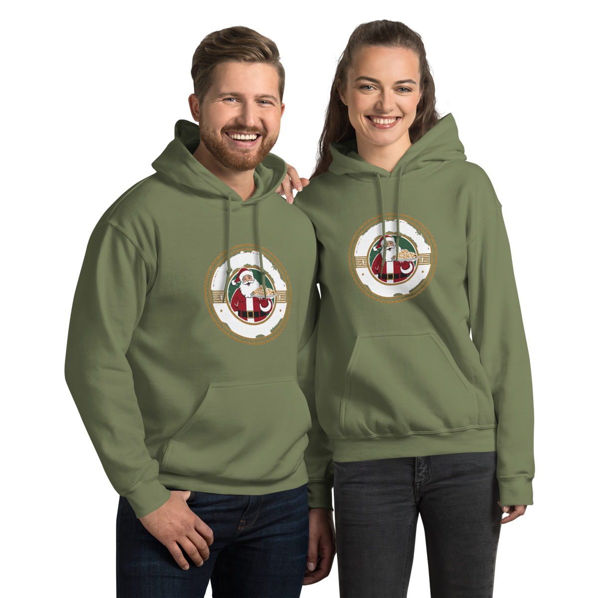 Cookie Detective – Santa’s Secret Baker V3 | Unisex Hoodie Military Green Apparel > Hoodies & Sweatshirts ZomaModa