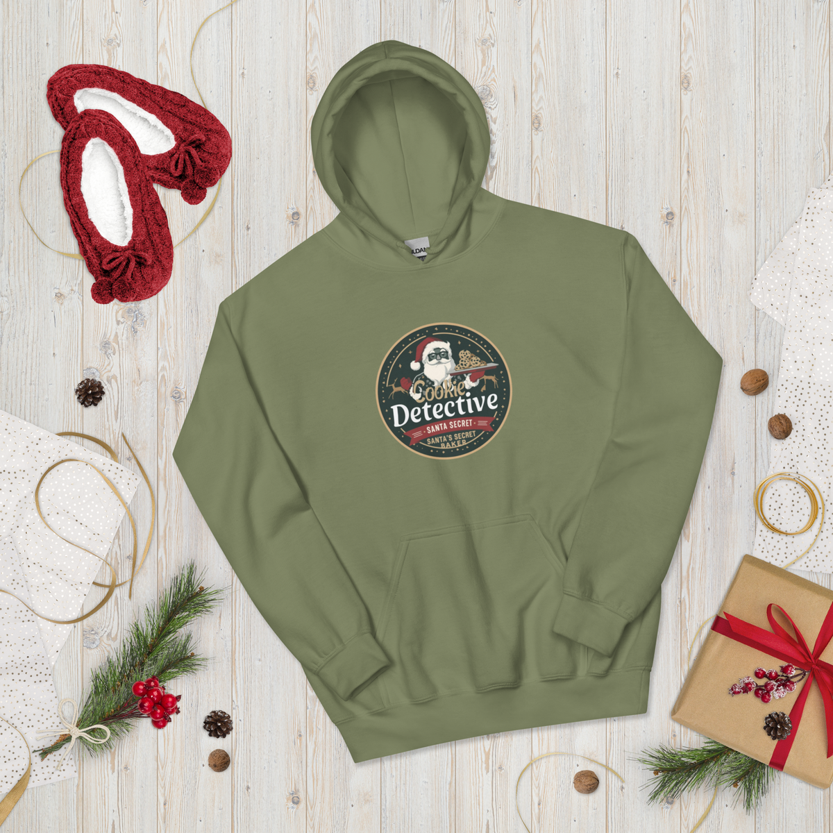 Cookie Detective – Santa’s Secret Baker V2 | Unisex Hoodie Apparel > Hoodies & Sweatshirts ZomaModa