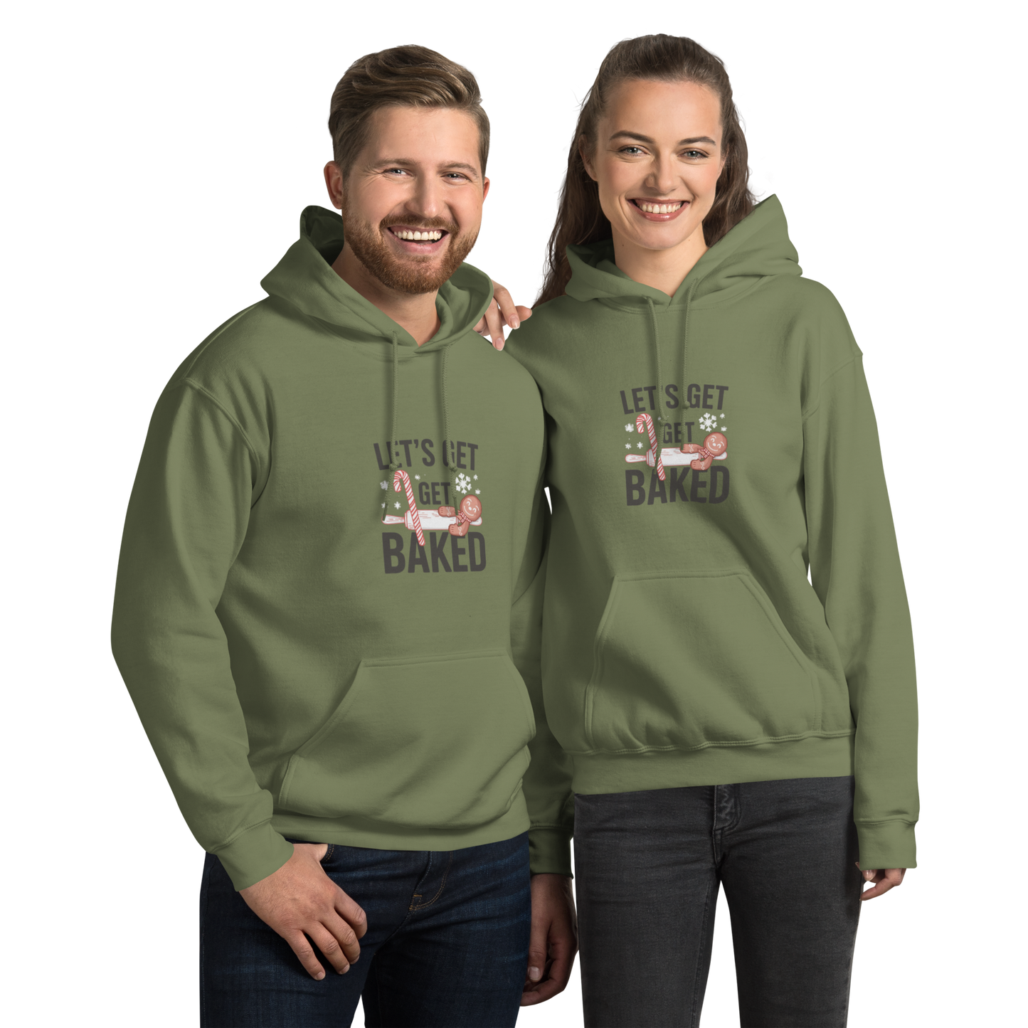 Let’s Get Baked V2 | Unisex Hoodie Military Green Apparel > Hoodies & Sweatshirts ZomaModa