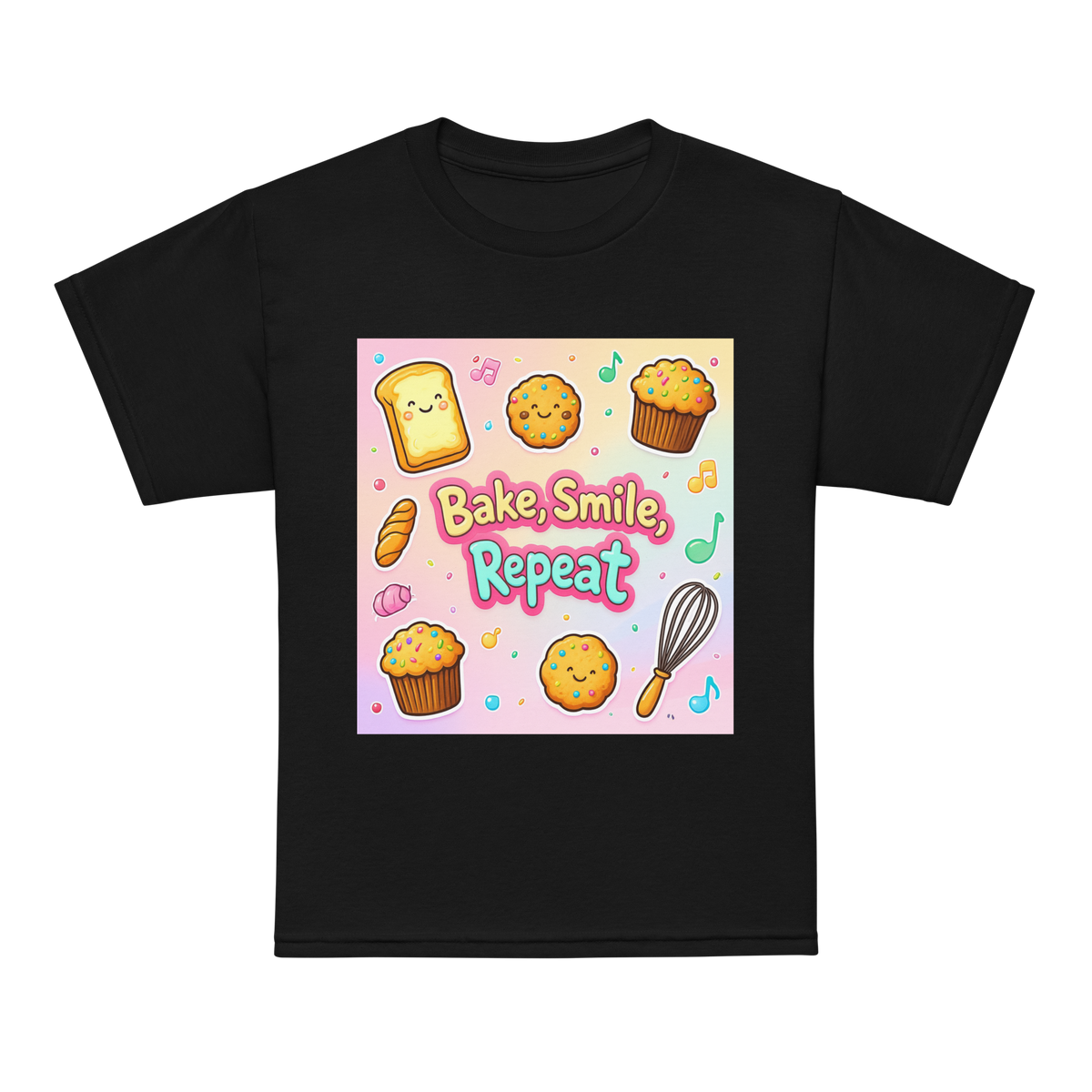 Bake, Smile, Repeat V1 | Youth t-shirt Black Apparel > Kids' T-Shirts ZomaModa