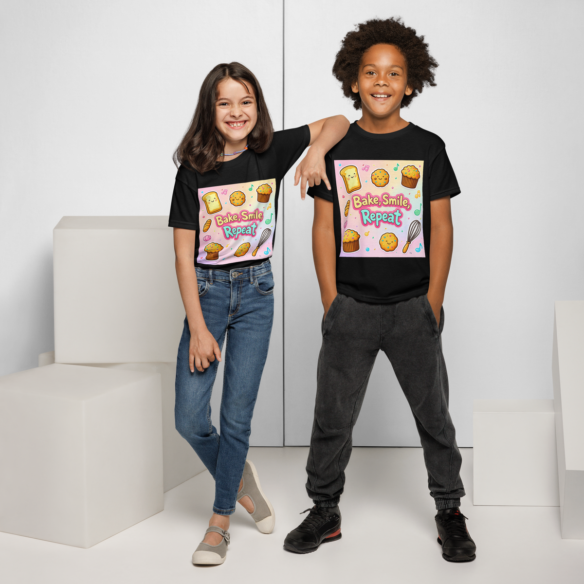 Bake, Smile, Repeat V1 | Youth t-shirt Apparel > Kids' T-Shirts ZomaModa