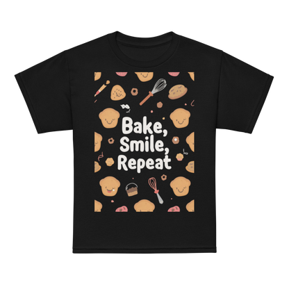 Bake, Smile, Repeat V2 | Youth t-shirt Black Apparel > Kids' T-Shirts ZomaModa