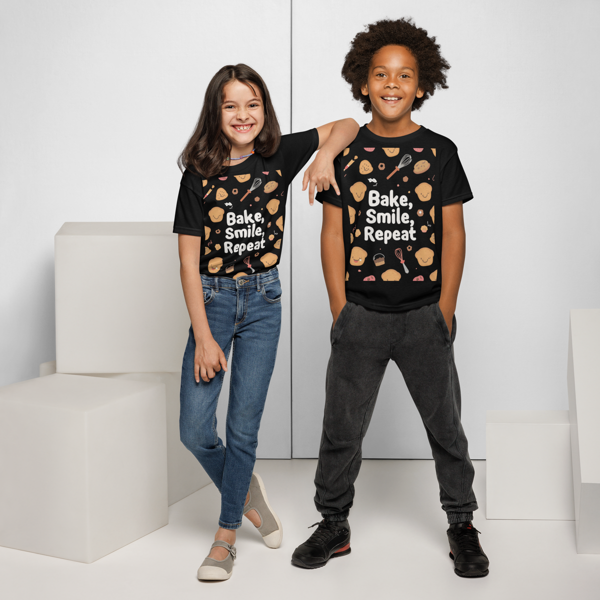 Bake, Smile, Repeat V2 | Youth t-shirt Apparel > Kids' T-Shirts ZomaModa