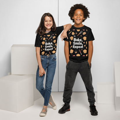 Bake, Smile, Repeat V2 | Youth t-shirt Apparel > Kids' T-Shirts ZomaModa