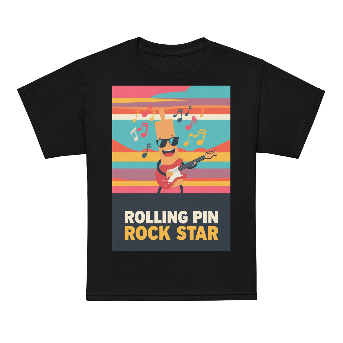 Rolling Pin Rock Star V3 | Youth t-shirt Black Apparel > Kids' T-Shirts ZomaModa