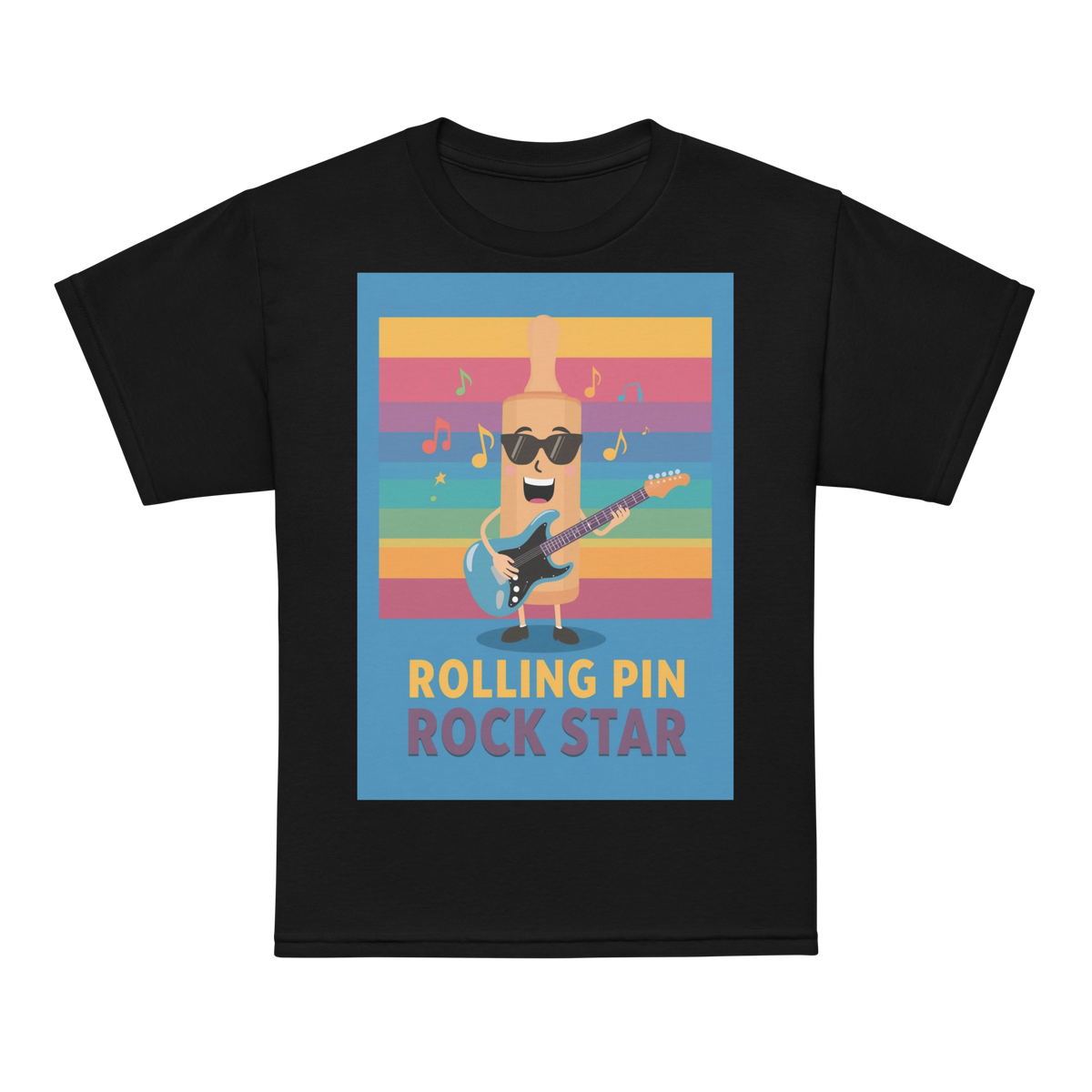 Rolling Pin Rock Star V4 | Youth t-shirt Black Apparel > Kids' T-Shirts ZomaModa