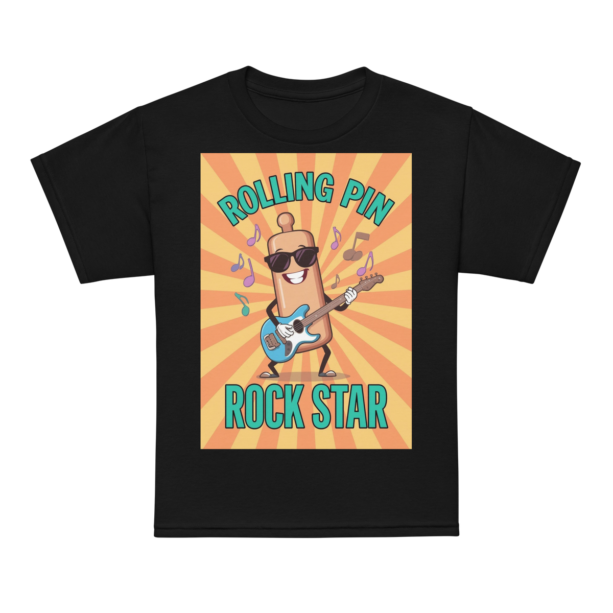 Rolling Pin Rock Star V5 | Youth t-shirt Black Apparel > Kids' T-Shirts ZomaModa