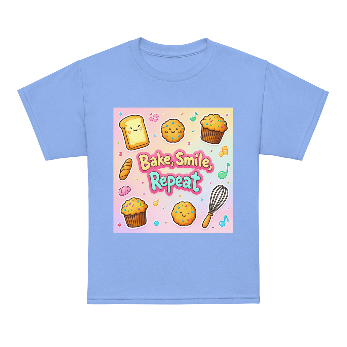 Bake, Smile, Repeat V1 | Youth t-shirt Carolina Blue Apparel > Kids' T-Shirts ZomaModa