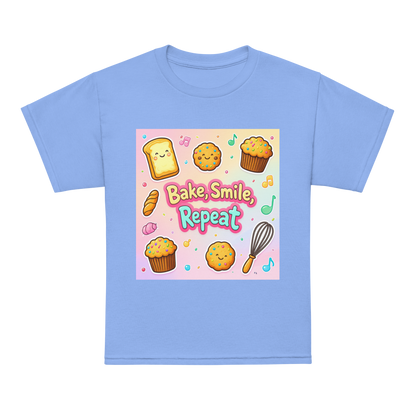 Bake, Smile, Repeat V1 | Youth t-shirt Carolina Blue Apparel > Kids' T-Shirts ZomaModa
