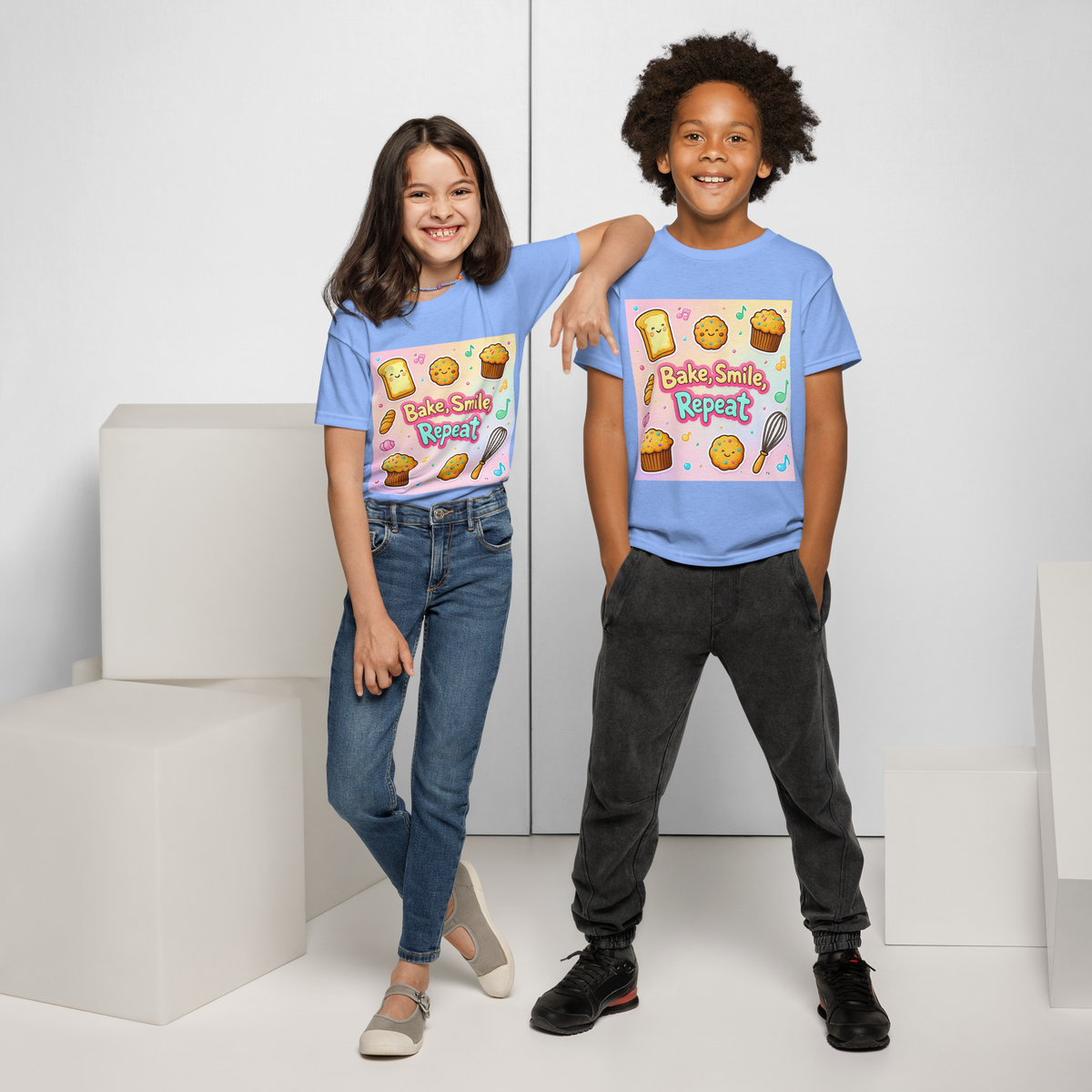 Bake, Smile, Repeat V1 | Youth t-shirt Apparel > Kids' T-Shirts ZomaModa