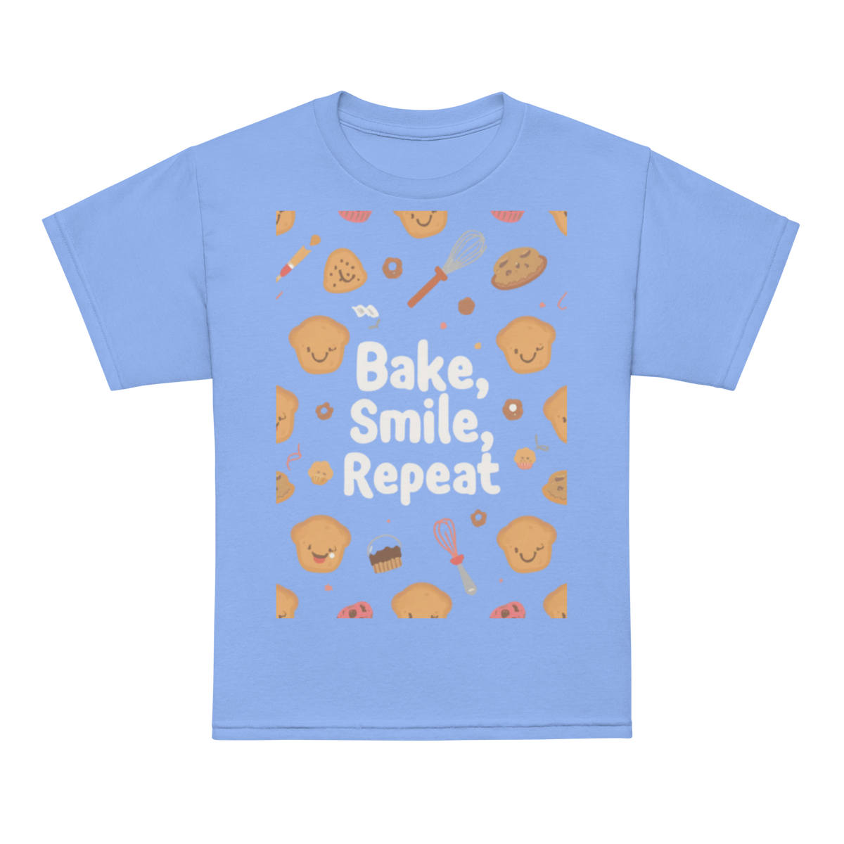Bake, Smile, Repeat V2 | Youth t-shirt Carolina Blue Apparel > Kids' T-Shirts ZomaModa