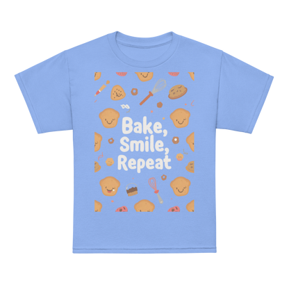 Bake, Smile, Repeat V2 | Youth t-shirt Carolina Blue Apparel > Kids' T-Shirts ZomaModa