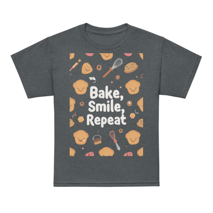 Bake, Smile, Repeat V2 | Youth t-shirt Dark Heather Apparel > Kids' T-Shirts ZomaModa