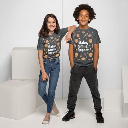 Bake, Smile, Repeat V2 | Youth t-shirt Apparel > Kids' T-Shirts ZomaModa