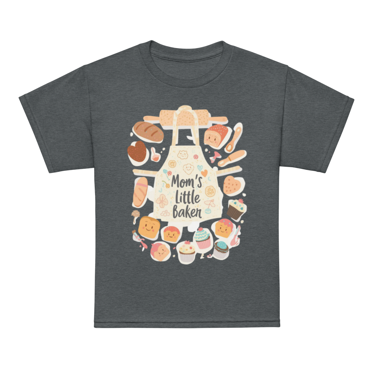 Mom’s Little Baker V2 | Youth t-shirt Dark Heather Apparel > Kids' T-Shirts ZomaModa