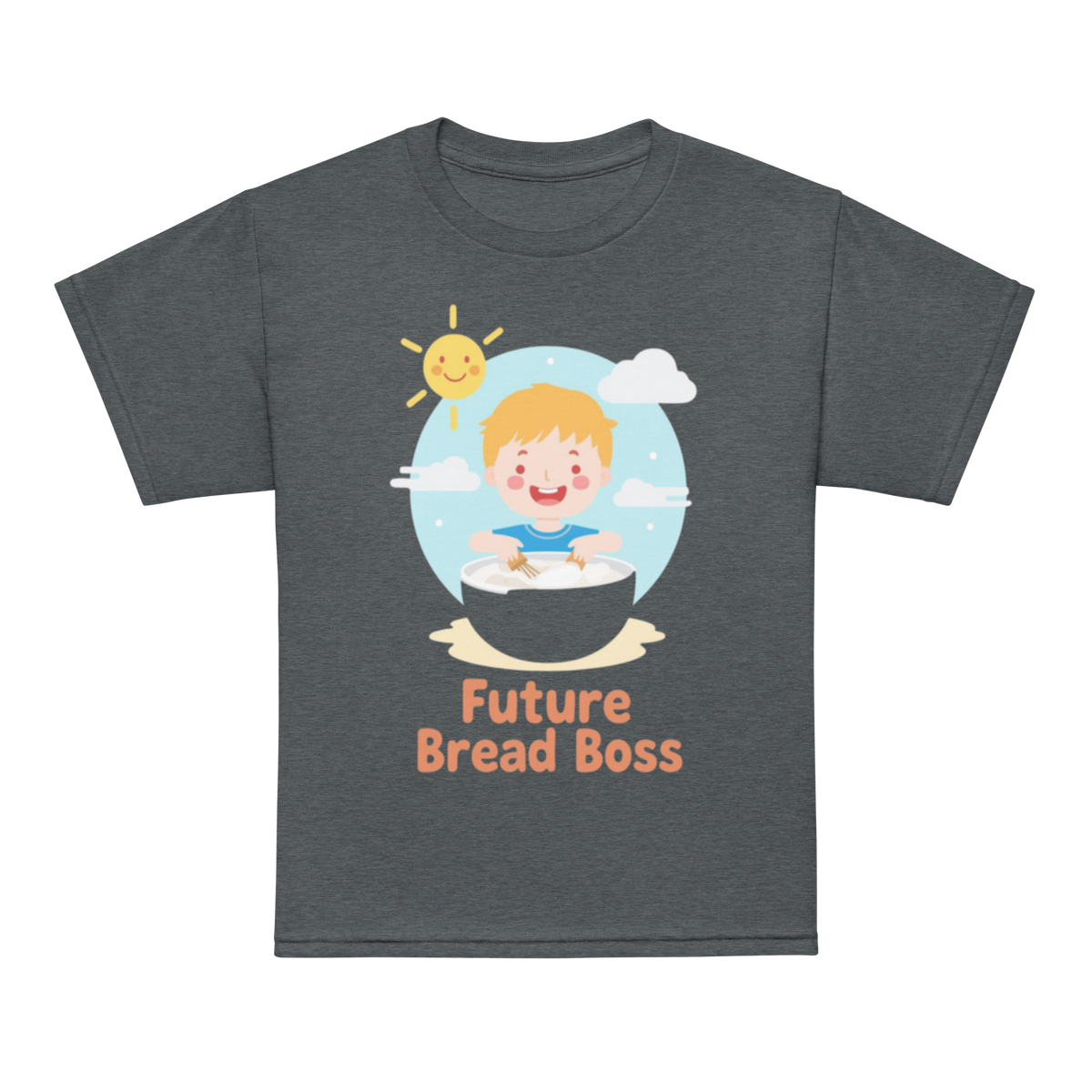 Future Bread Boss V2 | Youth t-shirt Dark Heather Apparel > Kids' T-Shirts ZomaModa