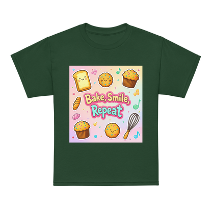 Bake, Smile, Repeat V1 | Youth t-shirt Forest Green Apparel > Kids' T-Shirts ZomaModa