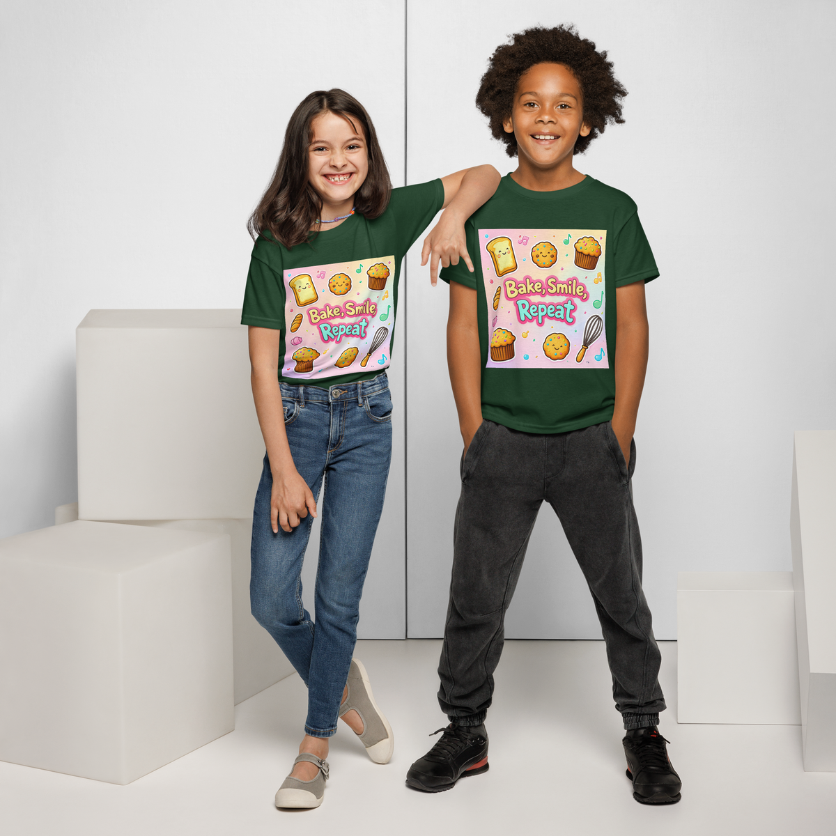 Bake, Smile, Repeat V1 | Youth t-shirt Apparel > Kids' T-Shirts ZomaModa