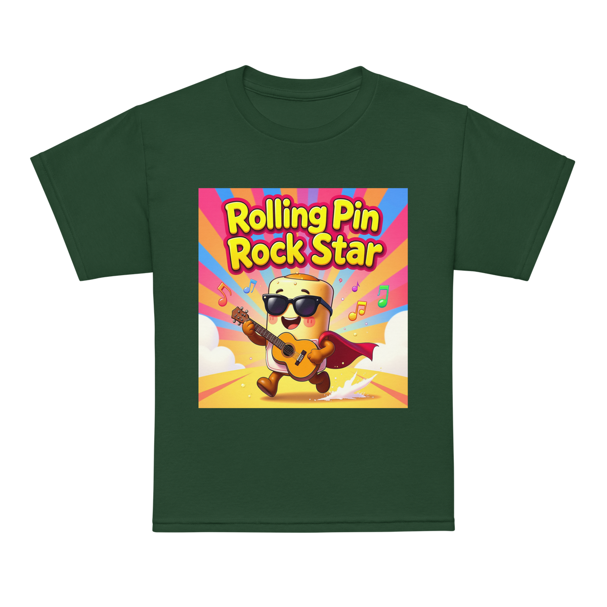 Rolling Pin Rock Star V1 | Youth t-shirt Forest Green Apparel > Kids' T-Shirts ZomaModa