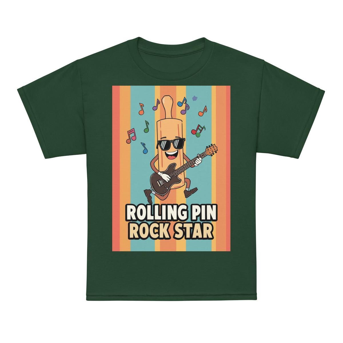 Rolling Pin Rock Star V2 | Youth t-shirt Forest Green Apparel > Kids' T-Shirts ZomaModa
