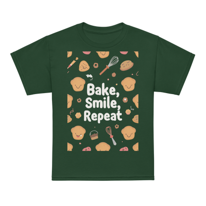 Bake, Smile, Repeat V2 | Youth t-shirt Forest Green Apparel > Kids' T-Shirts ZomaModa