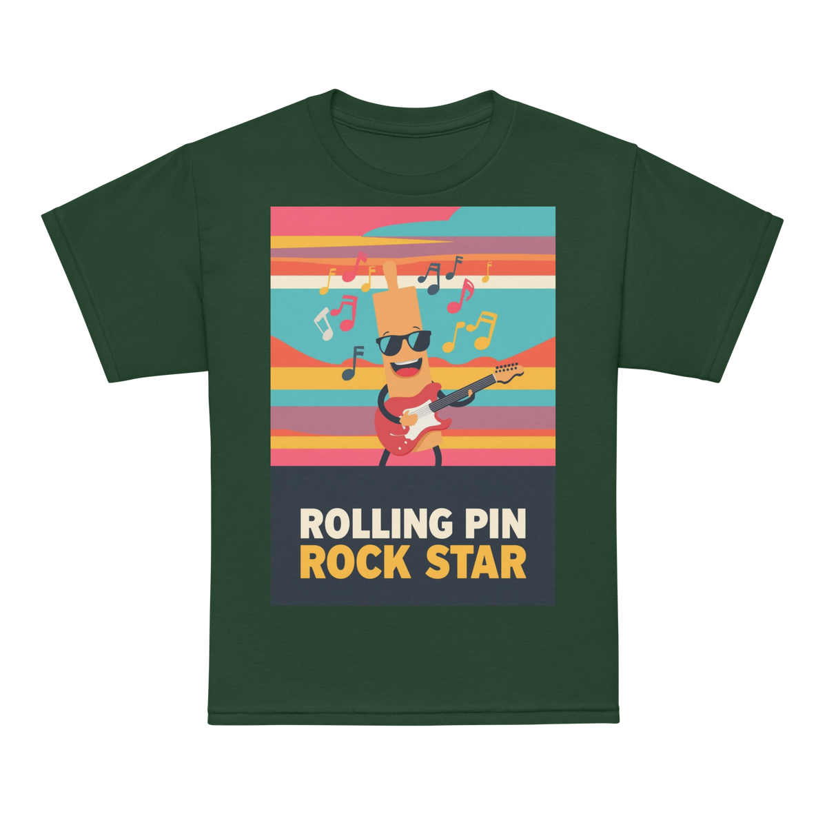 Rolling Pin Rock Star V3 | Youth t-shirt Forest Green Apparel > Kids' T-Shirts ZomaModa