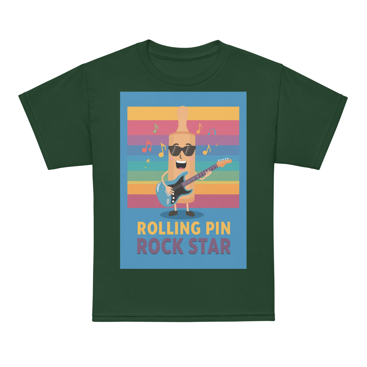 Rolling Pin Rock Star V4 | Youth t-shirt Forest Green Apparel > Kids' T-Shirts ZomaModa