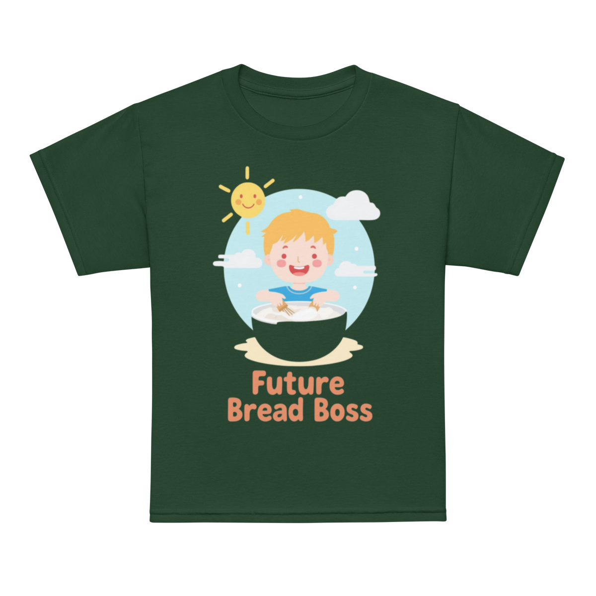 Future Bread Boss V2 | Youth t-shirt Forest Green Apparel > Kids' T-Shirts ZomaModa