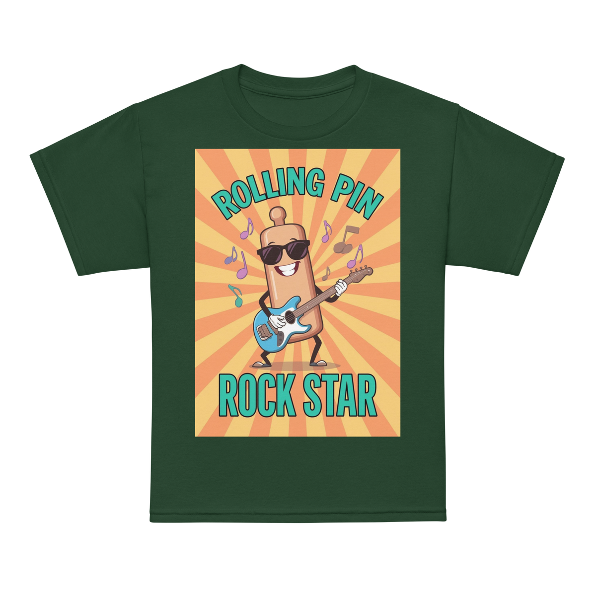 Rolling Pin Rock Star V5 | Youth t-shirt Forest Green Apparel > Kids' T-Shirts ZomaModa