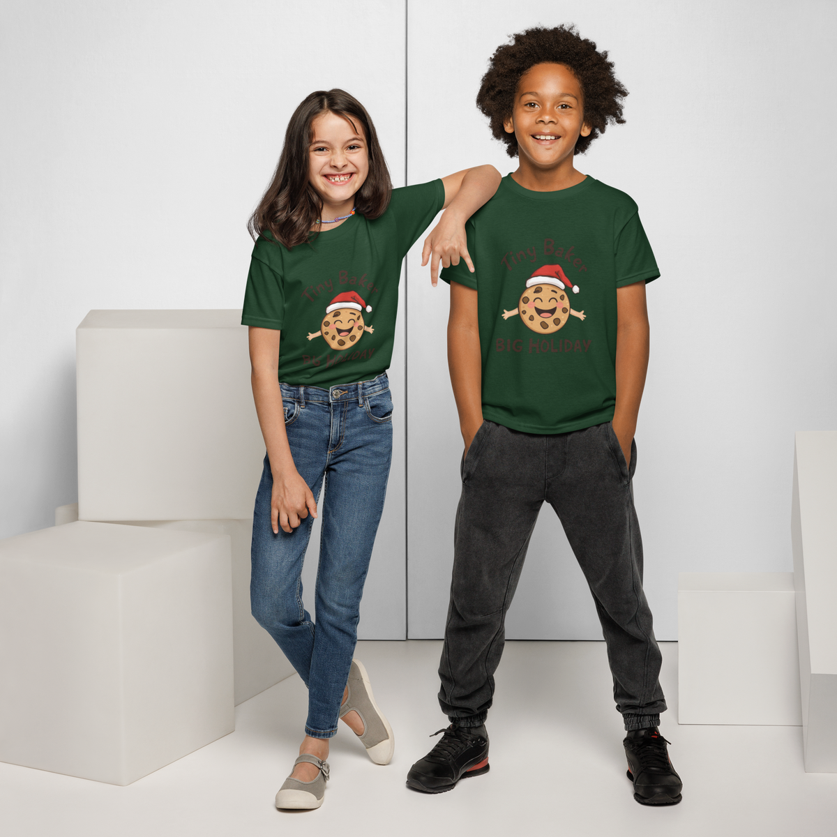 Tiny Baker Holiday V1 | Kids T-Shirt Forest Green Apparel > Kids' T-Shirts ZomaModa