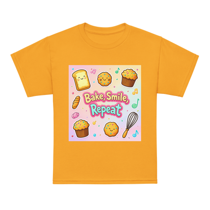 Bake, Smile, Repeat V1 | Youth t-shirt Gold Apparel > Kids' T-Shirts ZomaModa