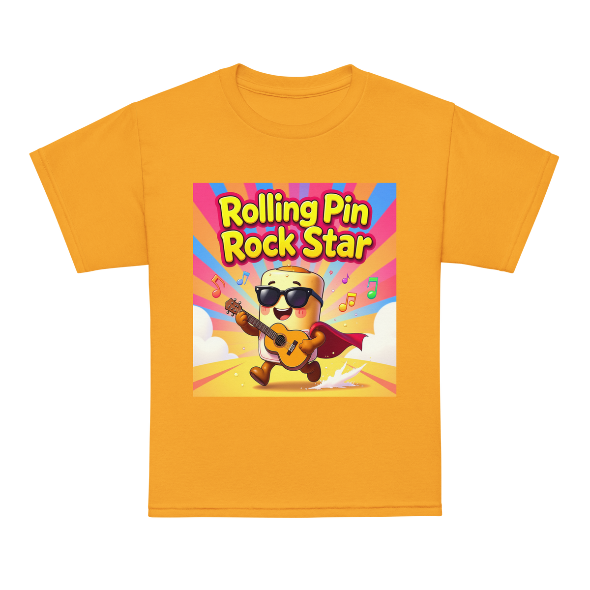 Rolling Pin Rock Star V1 | Youth t-shirt Gold Apparel > Kids' T-Shirts ZomaModa