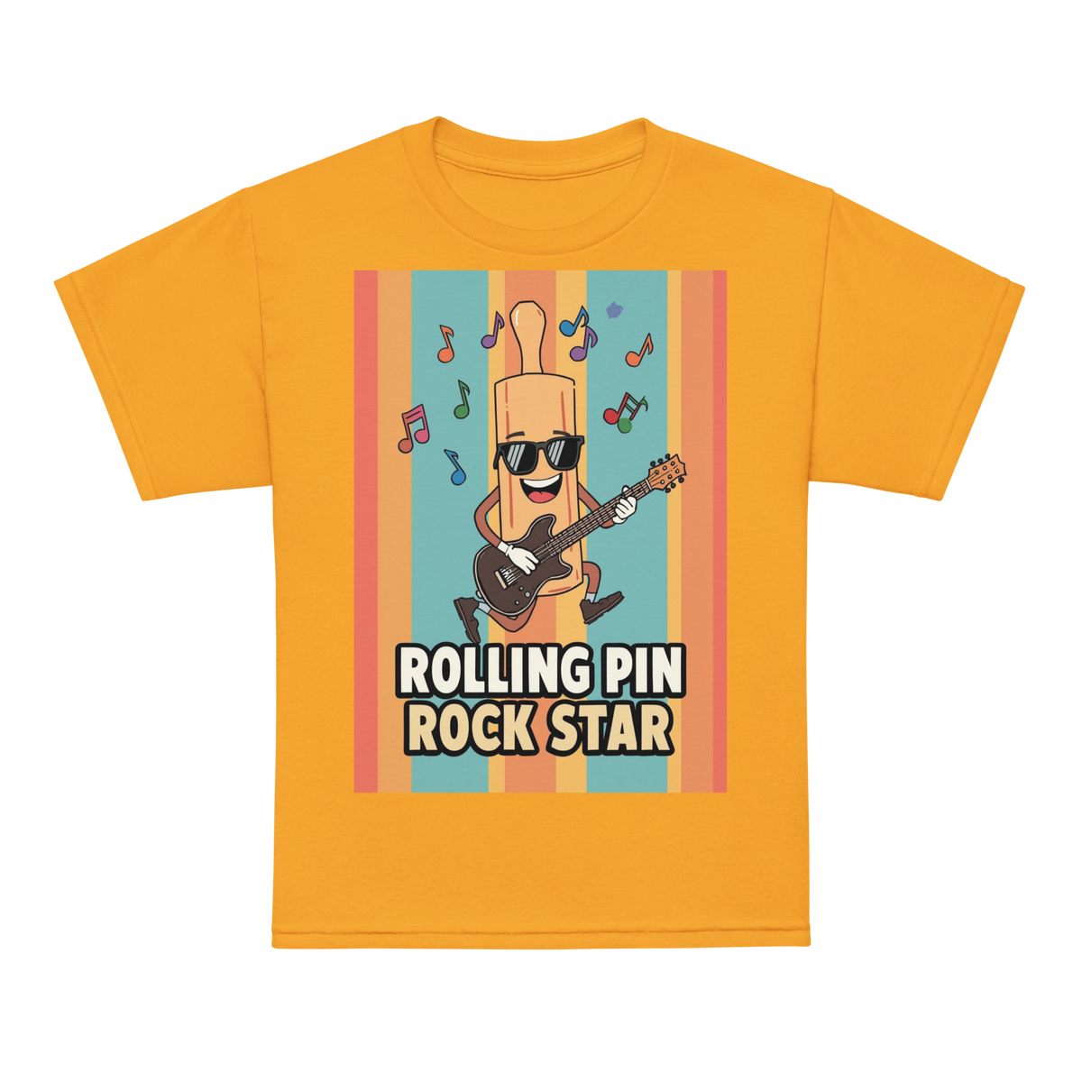 Rolling Pin Rock Star V2 | Youth t-shirt Gold Apparel > Kids' T-Shirts ZomaModa