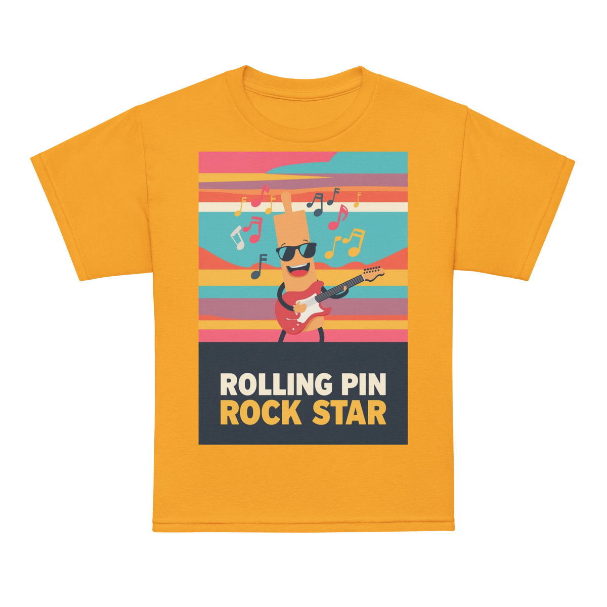 Rolling Pin Rock Star V3 | Youth t-shirt Gold Apparel > Kids' T-Shirts ZomaModa