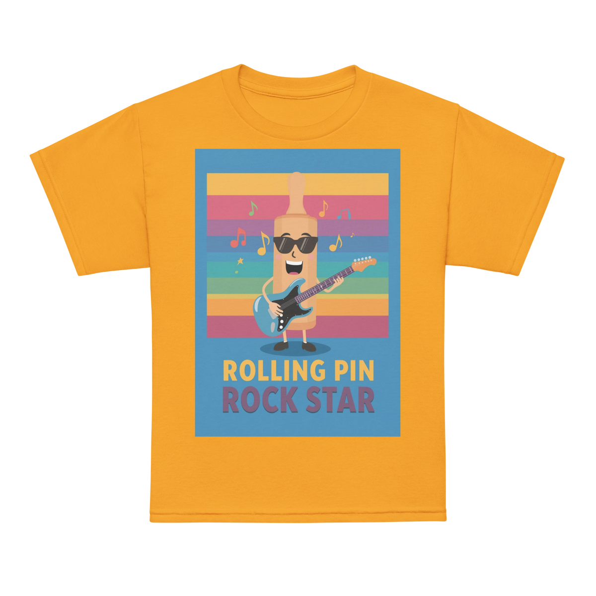 Rolling Pin Rock Star V4 | Youth t-shirt Gold Apparel > Kids' T-Shirts ZomaModa