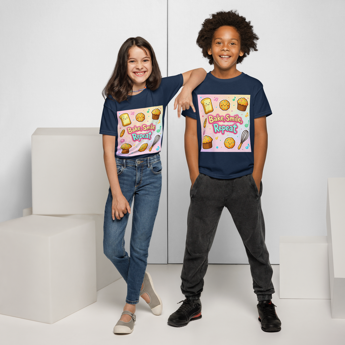 Bake, Smile, Repeat V1 | Youth t-shirt Apparel > Kids' T-Shirts ZomaModa